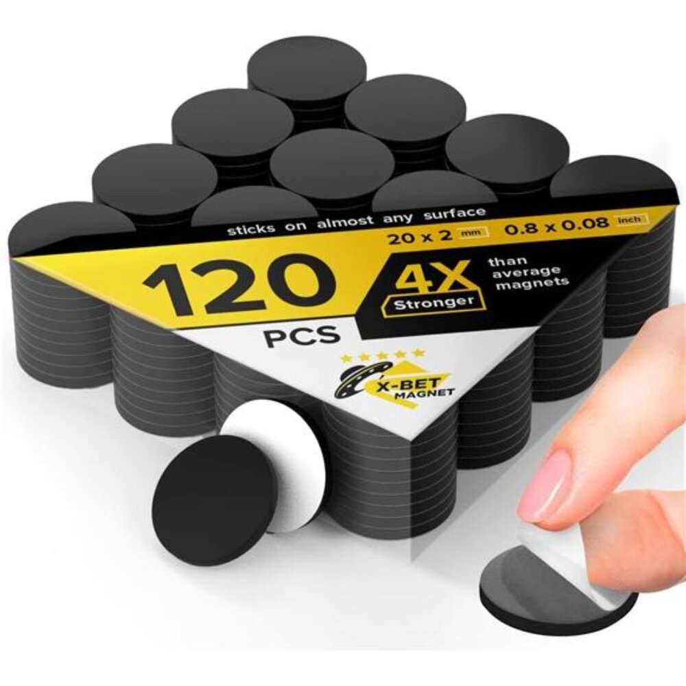 120 Pcs Black Magnetic Dots - Self Adhesive Flexible Magnet Dots (0.8" x 0.8")
